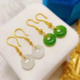 Emerald Green Jade Jadeite Earrings Cultured Freshwater Hook