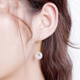 Emerald Green Jade Jadeite Earrings Cultured Freshwater Hook