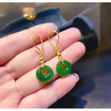 Emerald Green Jade Jadeite Earrings Cultured Freshwater Hook