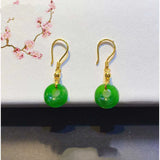 Emerald Green Jade Jadeite Earrings Cultured Freshwater Hook