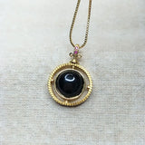 925 Silver Agate Pendant Necklace Retro Chalcedony Golden Jewelry