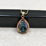 925 Silver Zircon Water Drop Pendant Necklace Classic Golden Jewelry