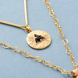 Layering Lapis Luzuli Heart Pendant Necklace Chokers Zirconia Chain