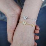 Delicate Tiny Cz Butterfly Charm Bracelet Necklace