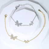 Delicate Tiny Cz Butterfly Charm Bracelet Necklace