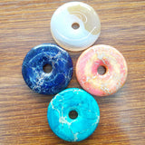 Natural Stone Pendant 40mm Circle Peace Clasp DIY Necklace Jewelry Accessory
