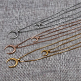 Stainless Steel Double Layer Moon Necklace with Pendant Chain Necklace