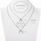 Stainless Steel Double Layer Moon Necklace with Pendant Chain Necklace