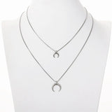 Stainless Steel Double Layer Moon Necklace with Pendant Chain Necklace