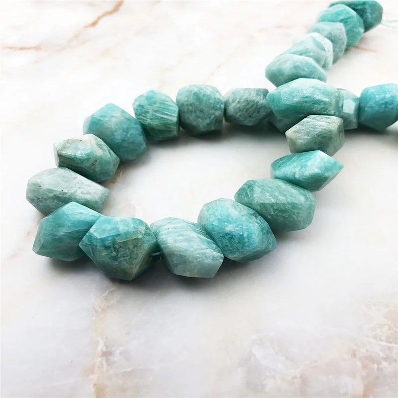 Natural Amazonite Stone Beads Jewelry Faceted Shape Loose Beads Quartz Gem