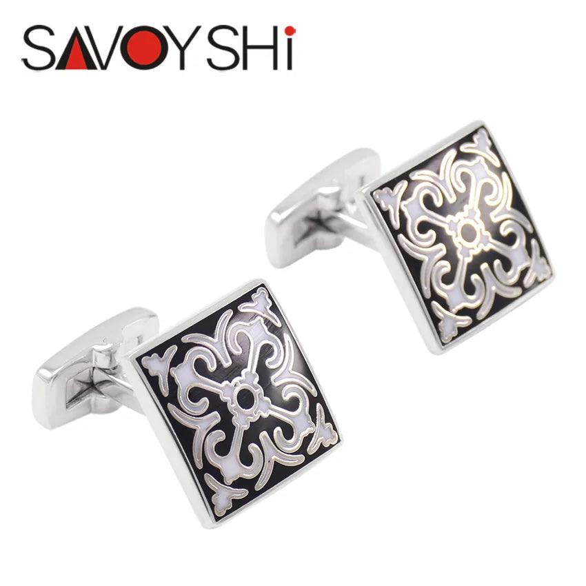 Vintage Pattern Cufflinks Red&Black Classic Art Cuff links Jewelry
