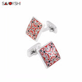 Vintage Pattern Cufflinks Red&Black Classic Art Cuff links Jewelry