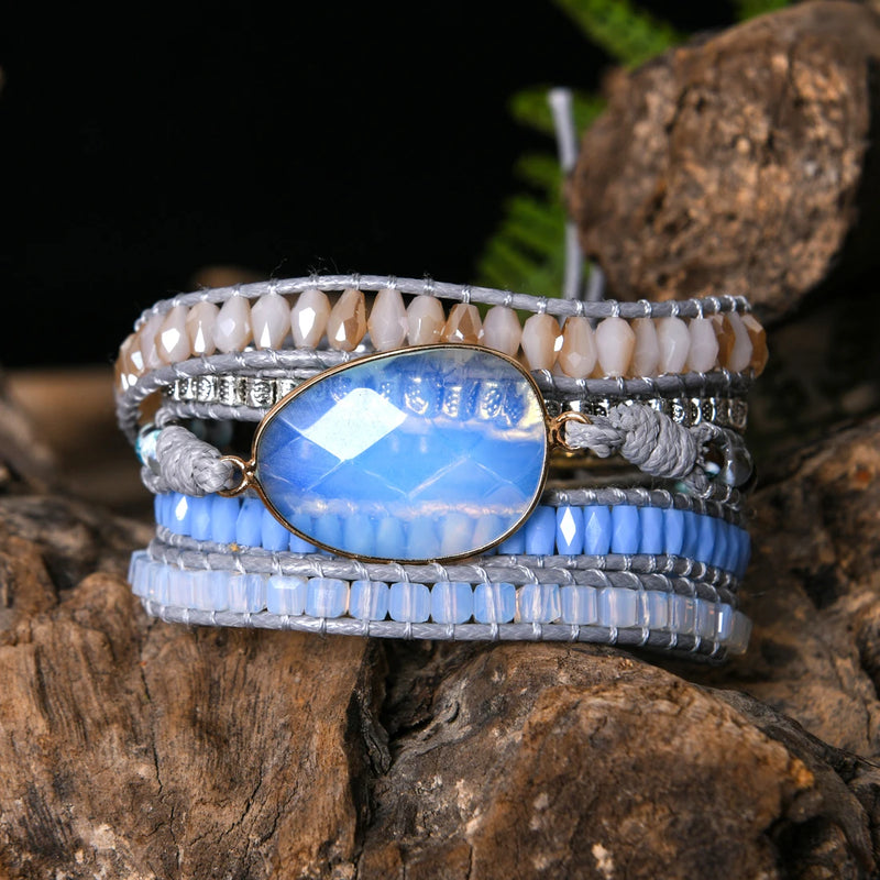 Vintage Opal Natural Stone Wrap Bracelet