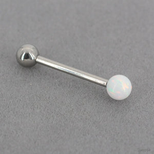 Titanium Opal Ball Tongue Rings Bar 1.6x16mm