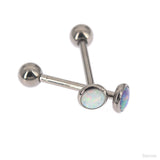 Titanium Opal Ball Tongue Rings Bar 1.6x16mm