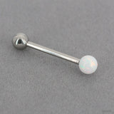 Titanium Opal Ball Tongue Rings Bar 1.6x16mm