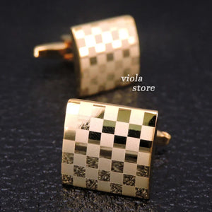 Plaid Stainless Cufflinks Wedding Cuff Accessory Gift