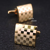 Plaid Stainless Cufflinks Wedding Cuff Accessory Gift