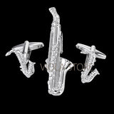 Saxophone Tie Clip Cufflinks Set Music Accessory Gift