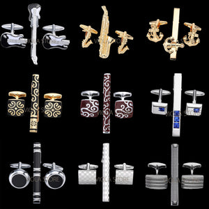 Saxophone Tie Clip Cufflinks Set Music Accessory Gift