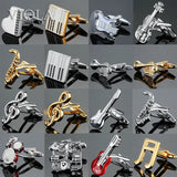 Stainless Musical Instruments Cufflinks Piano Violin Guitar Drum Gigs