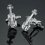 Stainless Musical Instruments Cufflinks Piano Violin Guitar Drum Gigs