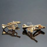 Stainless Musical Instruments Cufflinks Piano Violin Guitar Drum Gigs