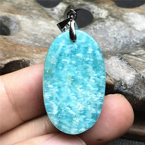 Natural Amazonite Beads Pendant Jewelry for Woman Man Lucky Wealth Crystal