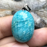 Natural Amazonite Crystal Pendant Lucky Wealth Silver Beads Mozambique Stone