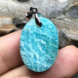 Natural Amazonite Crystal Pendant Lucky Wealth Silver Beads Mozambique Stone