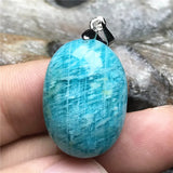 Natural Amazonite Crystal Pendant Lucky Wealth Silver Beads Mozambique Stone