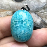 Natural Amazonite Crystal Pendant Lucky Wealth Silver Beads Mozambique Stone