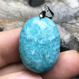 Natural Amazonite Crystal Pendant Jewelry Luck Healing Silver Beads