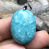 Natural Amazonite Crystal Pendant Jewelry Luck Healing Silver Beads