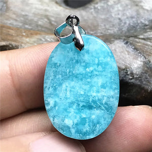 Natural Amazonite Crystal Pendant Jewelry Luck Healing Silver Beads