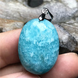 Natural Amazonite Crystal Pendant Jewelry Luck Healing Silver Beads