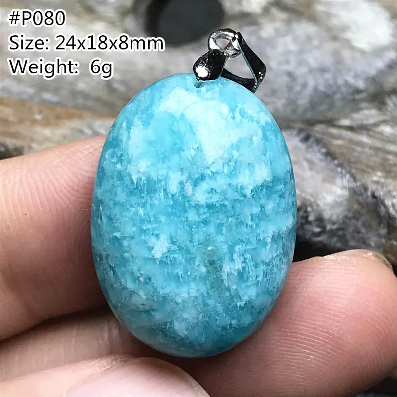 Natural Amazonite Crystal Pendant Jewelry Luck Healing Silver Beads