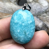 Natural Amazonite Crystal Pendant Jewelry Luck Healing Silver Beads