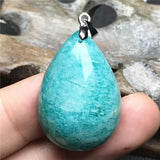 Amazonite Pendant Healing Crystal Silver Beads Water Drop Stone AAAAA
