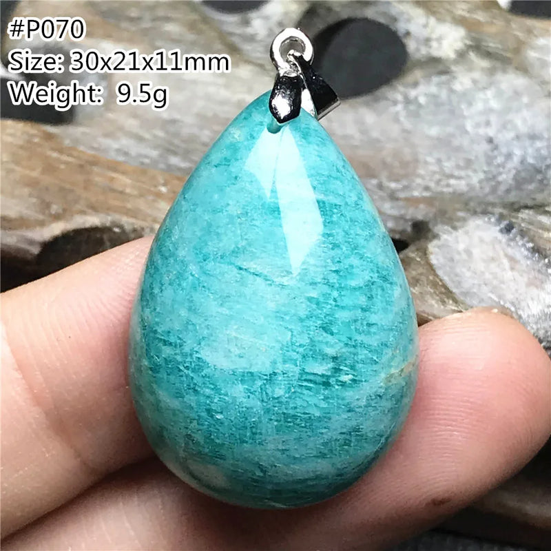 Amazonite Pendant Healing Crystal Silver Beads Water Drop Stone AAAAA