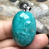Natural Amazonite Stone Pendant Jewelry Lucky Wealth Crystal Silver Beads