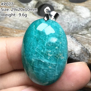 Natural Amazonite Stone Pendant Jewelry Lucky Wealth Crystal Silver Beads