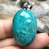Natural Amazonite Stone Pendant Jewelry Lucky Wealth Crystal Silver Beads