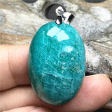 Natural Amazonite Stone Pendant Jewelry Lucky Wealth Crystal Silver Beads