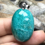 Natural Amazonite Stone Pendant Jewelry Lucky Wealth Crystal Silver Beads