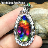 Natural Ammonite Ammolite Pendant for Women Men Green Red Healing Crystal