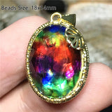 Natural Ammonite Ammolite Pendant for Women Men Green Red Healing Crystal