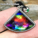 Natural Ammonite Ammolite Pendant for Women Men Green Red Healing Crystal