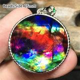 Natural Ammonite Ammolite Pendant for Women Men Green Red Healing Crystal