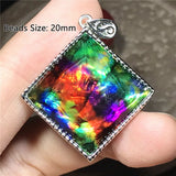 Natural Ammonite Ammolite Pendant for Women Men Green Red Healing Crystal